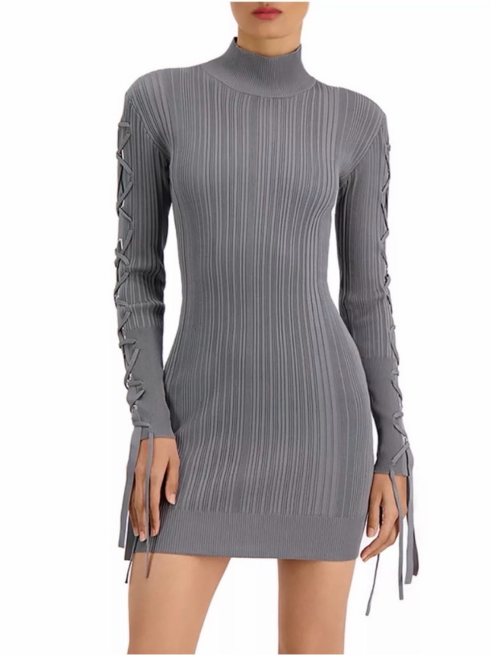 Hervé Léger - Ribbed Lace Mini Bodycon Dress